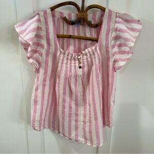 Draper James pink striped ruffle tank